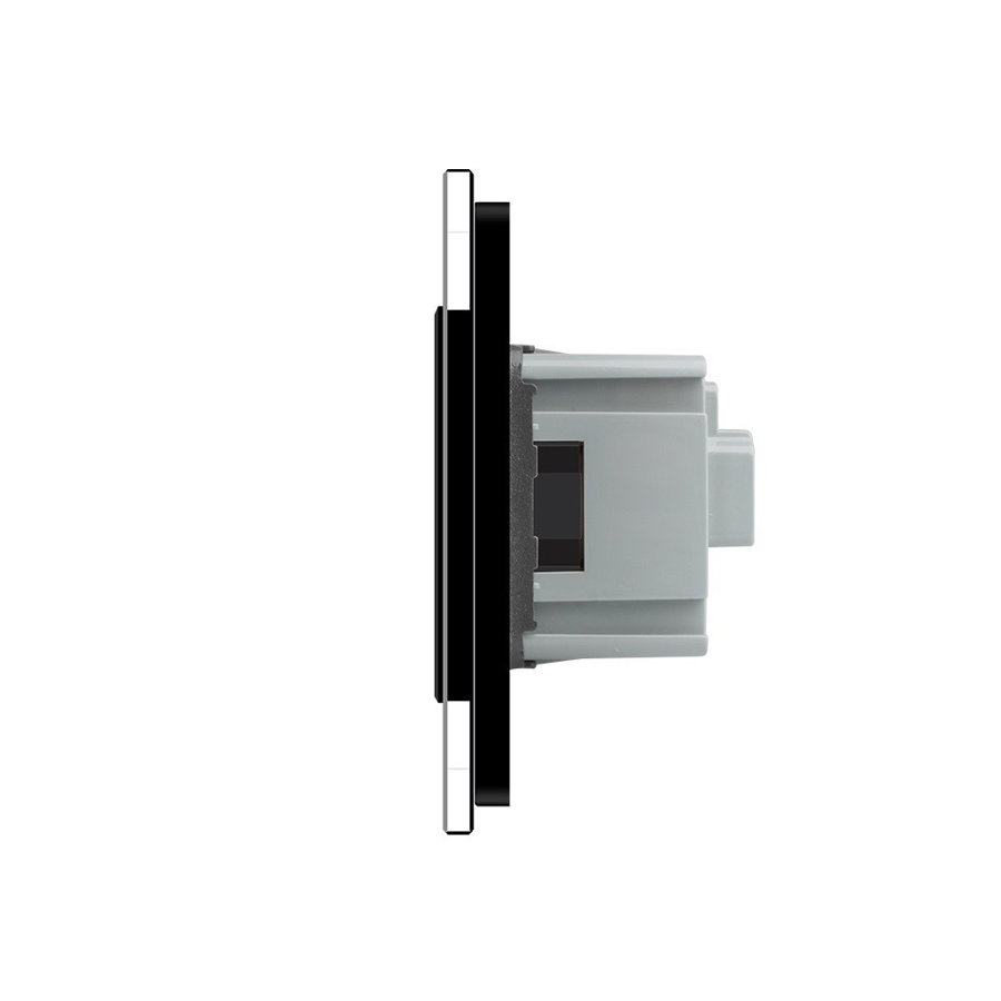 Livolo melns četrvietīgs stikla kontaktligzdas rāmis 293 x 80mm GPF-4-62, 4 melnas kontaktligzdas WG-71EU-62
