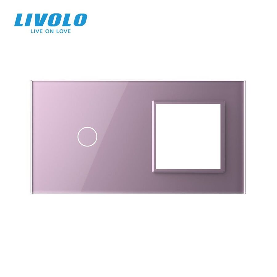 Livolo Rozā (ROSE) stikla panelis 1 + Kontaktligzdas rāmis 701G-67