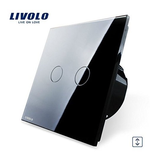 Сенсорный импульсный выключатель Livolo двухлинейный, 1 модуль - черный
