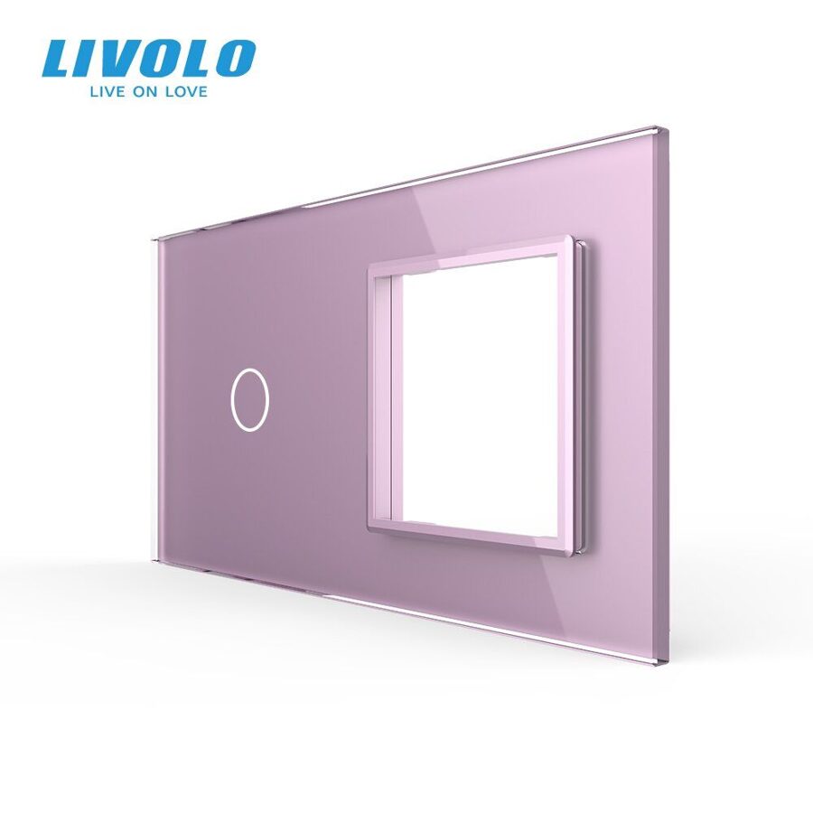 Livolo Rozā (ROSE) stikla panelis 1 + Kontaktligzdas rāmis 701G-67