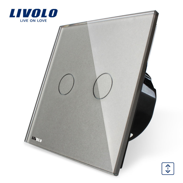 Сенсорный импульсный выключатель Livolo двухлинейный, 1 модуль - серый