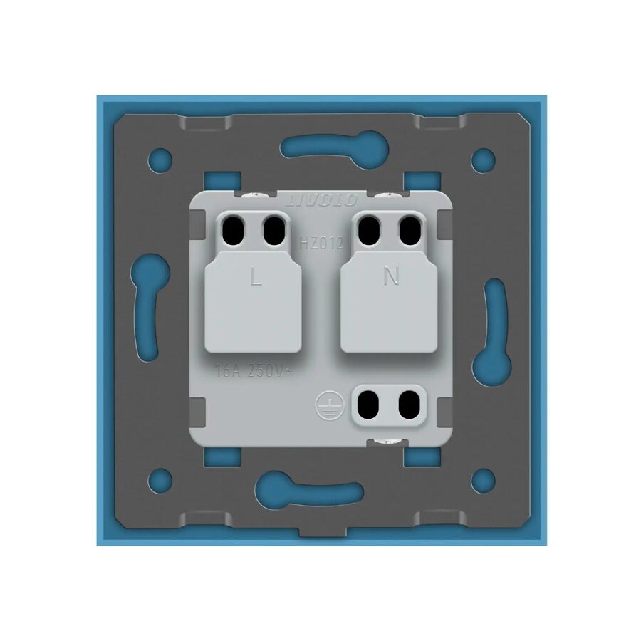 Livolo elektrības kontaktligzda zila 16A - 80mm ar zilu paneli