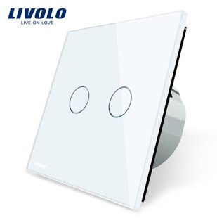Сенсорный импульсный выключатель Livolo с функцией ДУ двухлинейный, 1 модуль - белый