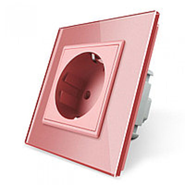 Livolo elektrības kontaktligzda rozā 16A - 80mm ar rozā paneli