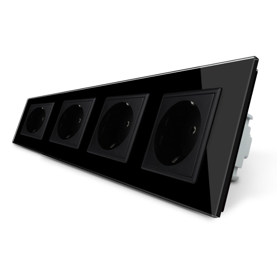 WG-71EU-62 ELECTRIC SOCKET MODULE 16A - 80mm - BLACK, WITH BLACK FOURFOLD GLASS FRAME