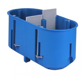 P2X60D DOUBLE MOUNTING BOX FOR GYPSUM BOARD Ø 60 DEEP 60 MM, BLUE SIMET, WITH SCREWS