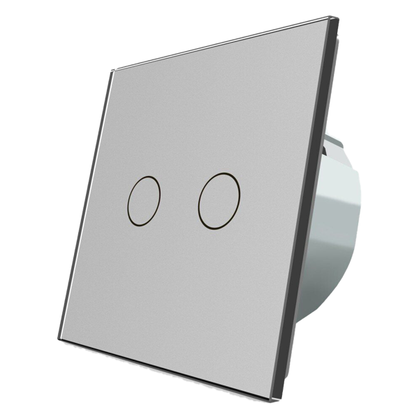 Livolo 2 gang, 1 way touch switch - silver