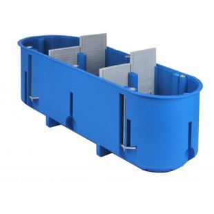 Livolo коробка монтажная для регипсовых стен, трёхместная Ø 60мм, синяя, с шурупами, P3X60D