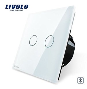 Livolo 2 gang, 1 way curtain touch switch - white