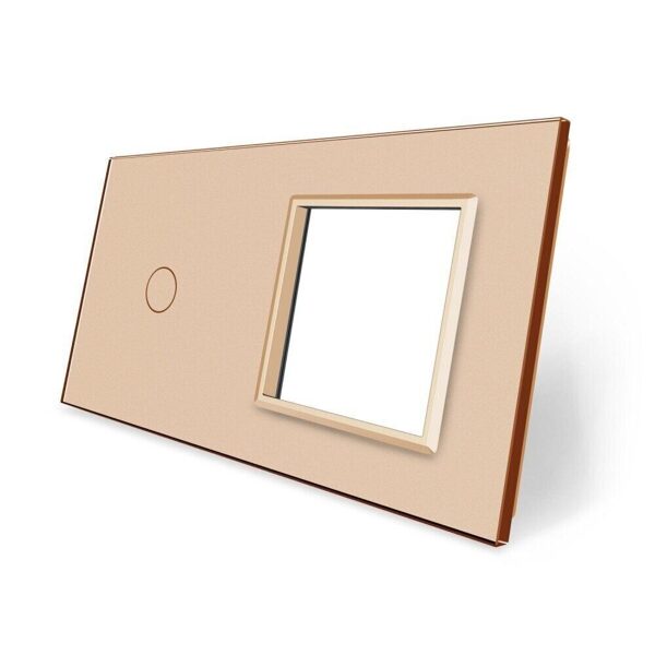 Livolo Dzeltens (GOLD) stikla panelis 1 + Kontaktligzdas rāmis 701G-63