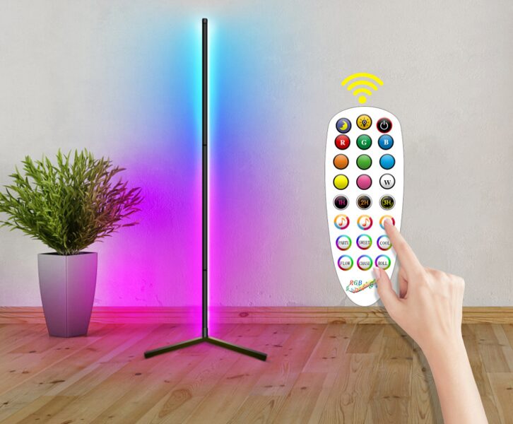LED RGB krāsaina dekoratīvā stāvlampa, 1,5m, programmējama attālināti vadāma