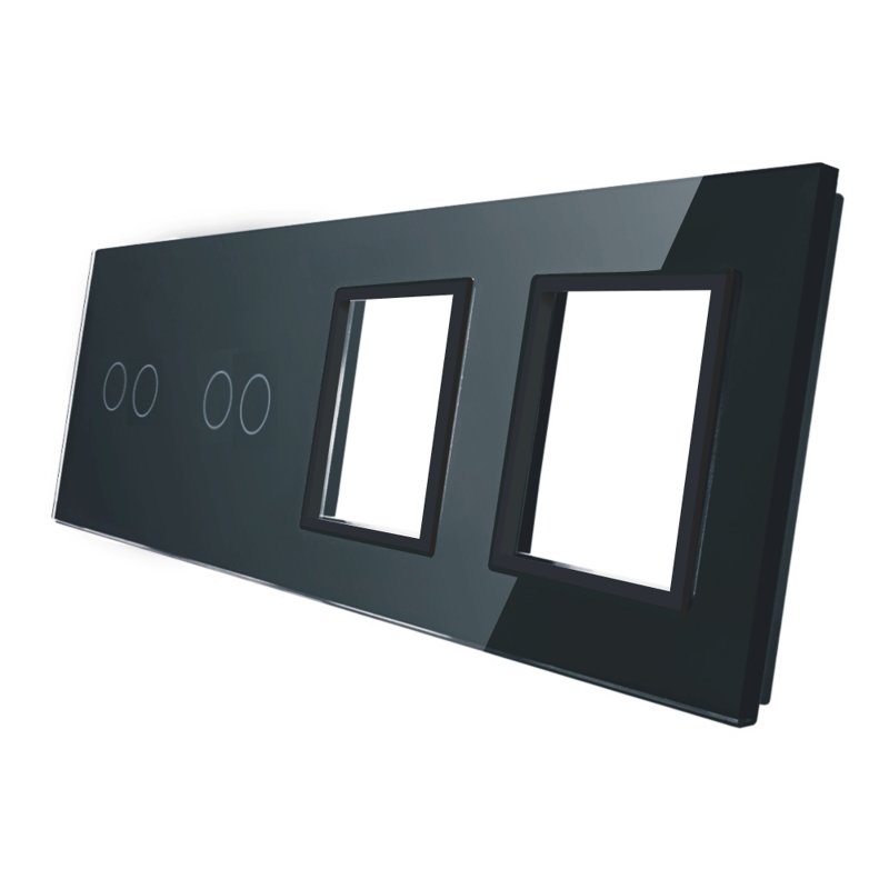 Livolo stikla panelis 2+2 + Divvietīgs kontaktligzdas rāmis 7022GG