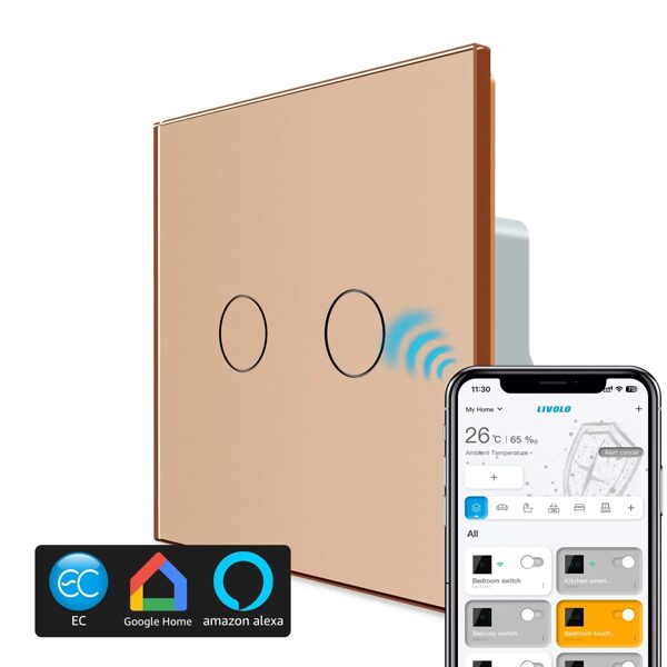 Livolo Gudrais divpolu slēdzis PĀRSLĒDZIS/KRUSTSLĒDZIS EC C702SEC