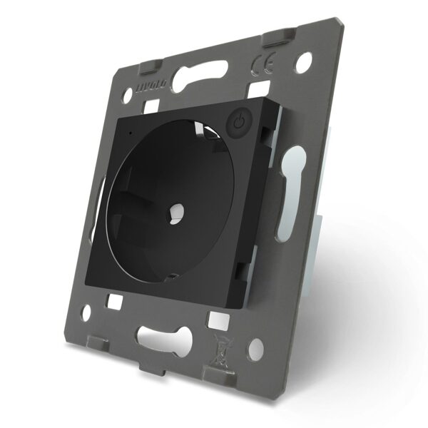 Livolo elektrības kontaktligzda Melna 16A - 80mm -Attālināti vadāma (ZIGBEE)